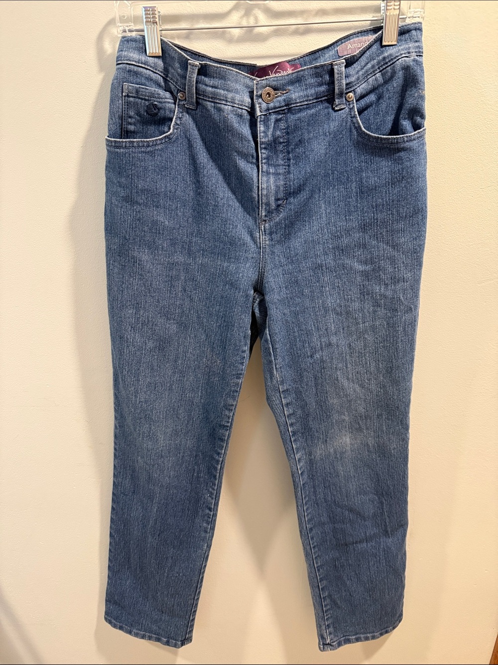 Gloria Vanderbilt Medium Blue Straight-leg ankle-length jeans Size 8
